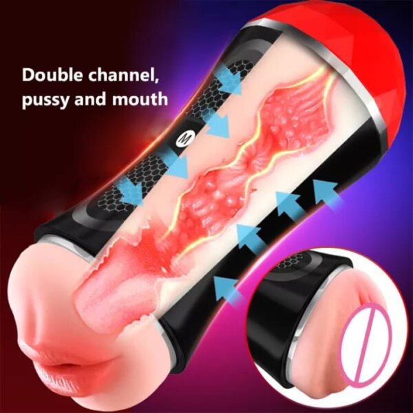 Male Masturbator Double End Flashlight Vagina and Mouth Male Sex Toys